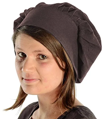 HEMAD Damen Mittelalter Haube mit Schild Baumwolle braun