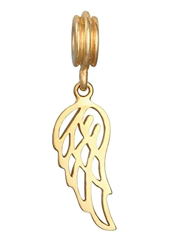 Bead Charms Anhänger Flügel aus 925 Sterling Silber vergoldet - Clasp Charms für Damen, handgefertigter goldener Engelsflügel Bead Anhänger aus 925 Sterling Silber, ideal als romantisches Geschenk für besondere Anlässe.