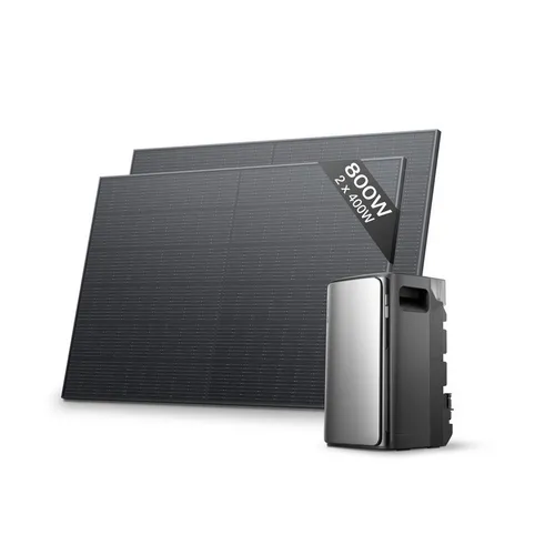 ECOFLOW STREAM Pro Balkonkraftwerk 800W - Netzgebundene Photovoltaikanlage mit 800W, 1,92kWh Speicher und 6000 Ladezyklen. Maximale Energieeinsparung durch smarte KI-Steuerung und Plug & Play Installation für effiziente Stromnutzung.