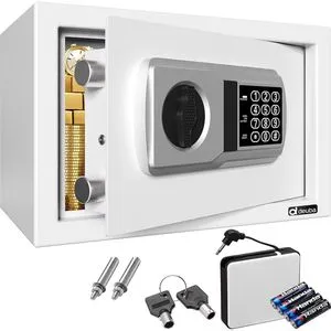 Deuba Tresor mit Elektronik Zahlenschloss - Sicherheits-Tresor 31x20x20cm aus robustem Stahl, ideal für den Innenbereich mit Doppelstahlbolzen für zusätzlichen Schutz.