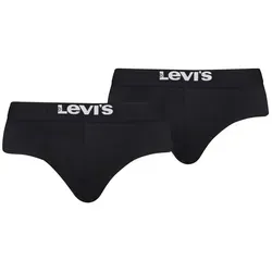 Levi's Herren Slips, 2er Pack - Solid Basic Brief Organic, Logobund Schwarz S