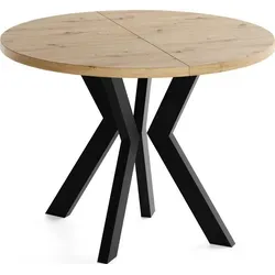 Runder Ausziehtisch Savio 90-190 cm – Eleganter Esstisch für 5-9 Personen in Eiche mit stabilen Holzbeinen - VIELSEITIGER ESSTISCH – Der runde Ausziehtisch Savio passt perfekt in jedes Zuhause. Mit einer flexiblen Größe von 90-190 cm ist er ideal für gesellige Abende oder Familienfeiern. Robuste Materialien garantieren Langlebigkeit und Stabilität.