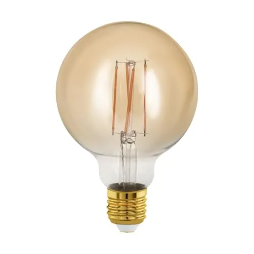 EGLO E27 LED Lampe dimmbar, Golden Vintage Deko Glühbirne, Globe Leuchtmittel Retro, 4 Watt (entspricht 28 Watt), 300 Lumen, warmweiß, 1700 K, Edison Birne G95, Ø 9,5 cm