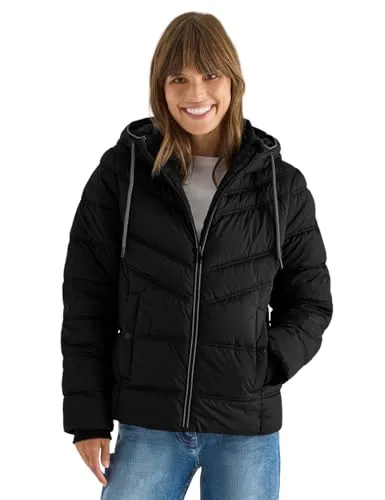 CECIL Damen Steppjacke mit Kapuze, Black, XXL von CECIL