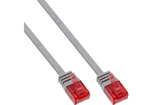 Inline InLine® Patchkabel flach, U/UTP, Cat.6, grau, 1,5m LAN-Kabel