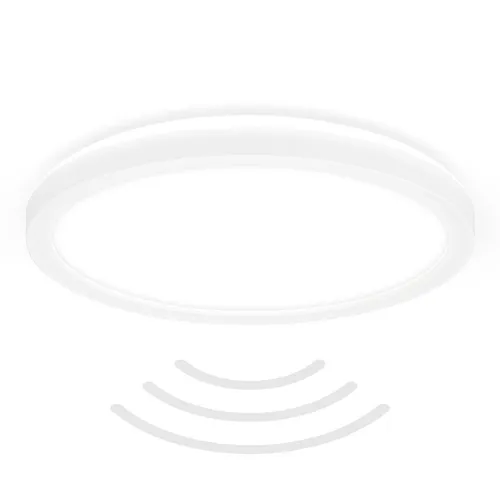 LED Panel Ø29 cm - 18W, 2400lm mit Bewegungsmelder - Weiß - Helle LED Deckenlampe mit integriertem Bewegungsmelder, ideal für Badezimmer und Küchen. IP44 Spritzwasserschutz und ultraflaches Design sorgen für stilvolle und sichere Beleuchtung.