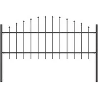 vidaXL Gartenzaun Grau 510 x 75 cm - Gartenzäune: Moderner, pulverbeschichteter Stahlzaun, wetterfest und langlebig, ideal für Gärten und Terrassen.
