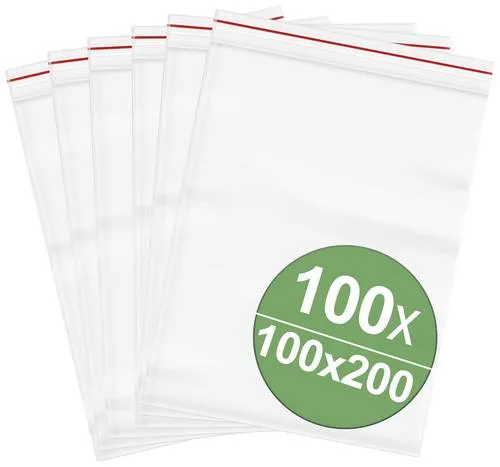 Druckverschlussbeutel ohne Beschriftungsstreifen (B x H) 100mm x 200mm Transparent Polyethylen 100St.