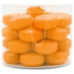 Schwimmkerzen klein, Safran, 50/30 mm, WENZEL, Brenndauer ca. 4h, Box mit 28 Stück