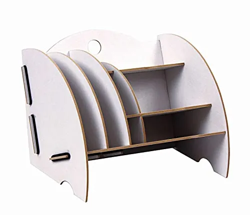 Werkhaus SON 102849 Schreibtischorganizer Weiß mit 8 Fächern Briefkorb Zeitschriftensammler Ablagebox
