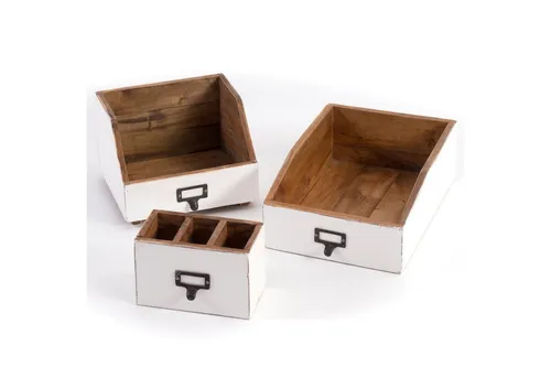 DESIGN DELIGHTS Schreibtisch Organizer Set Office | 3-teilig aus Mahagoni - Stiftköcher und Dokumentenablage, handgefertigt aus Mahagoni-Holz, verleiht deinem Arbeitsplatz rustikalen Charme und optimale Organisation.