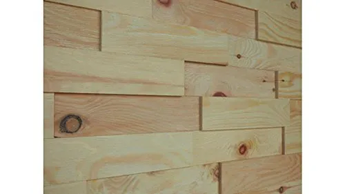 wodewa | Wandverkleidung Holz Zirbe| 1m² 3D Echtholz Wandpaneele 200x50mm | Schlafzimmer Entspannung | Made in Germany |strukturiert Natur 200