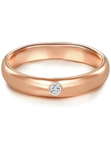 Trilani Silberring roségold mit Zirkonia im Brillant-Look - Eleganter Bandring aus Sterling Silber in roségold, verziert mit funkelndem Zirkonia im Brillant-Look, perfekt für besondere Anlässe oder als stilvolles Accessoire.