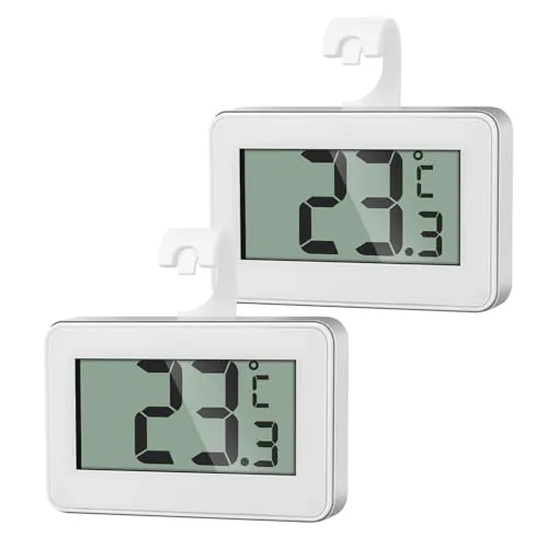 AiQInu 2 Mini Thermometer Digital für Kühlschrank und Gefrierschrank mit Frost Alarm