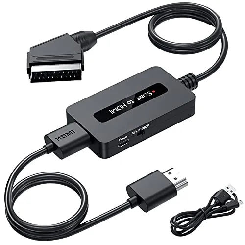 Kirolle Scart auf HDMI Konverter, Scart zu HDMI Konverter für Sky/DVD/STB zur Anzeige auf HDTV