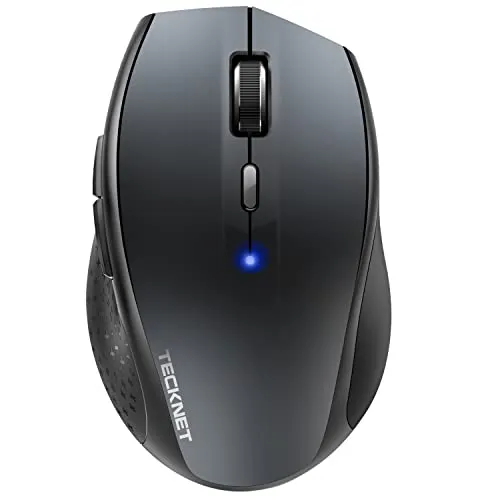 TECKNET Maus Kabellos, Bluetooth-Funkmaus, 3200 DPI Funkmaus Kabellose Bluetooth Mouse 6 Verstellbare DPI Level, Ergonomische Maus mit Batterieanzeige für Laptop Computer, iPad Pro, Windows - Grau
