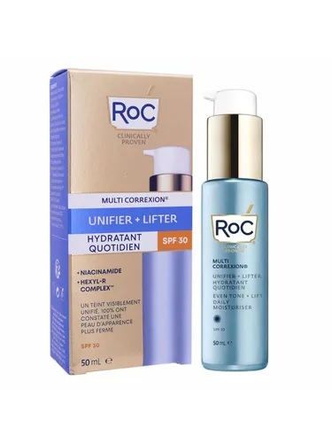 RoC Multi Correxion Even Tone Lift Daily Moisturiser SPF30 50 ml - Make-up, hydratisierende Tagescreme mit SPF30 für einen gleichmäßigen Hautton und sichtbare Faltenreduzierung.