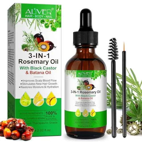 Rosmarinöl&Batana Öl &Rizinusöl für Haarwachstum, 3 in 1 Haaröl für gesundes Haarwachstum und gegen Haarausfall, Kopfhautpflege Ätherische Ölmischung