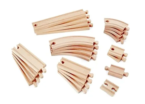 Hape Eisenbahnwelt Großes Schienenausbauset - 24-teiliges Zubehör für kreative Spielwelten, ideal für Kinder ab 3 Jahren