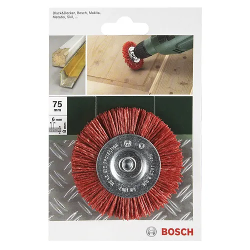 Bosch Professional 2 609 256 535 - Bürsten de Bohrscheibe, Nylondraht con Schleifkorund mittel, Korn K80, 75 mm