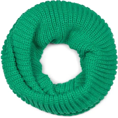 styleBREAKER Unisex Feinstrick Loop Schal einfarbig | Weicher elastischer Winter Schlauchschal in Feinripp Optik | Warmer Strick Loop für Damen und Herren, Grün