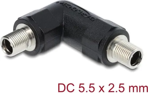 Produktbild Delock Hohlstecker Adapter DC 5,5 x 2,5 mm Buchse auf Buchse mit Gewinde gewinke