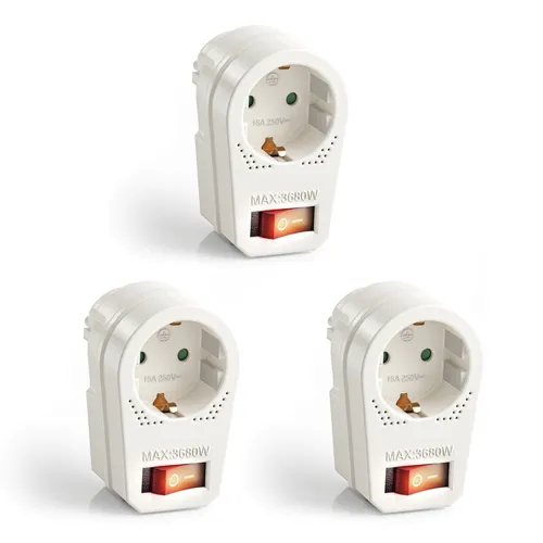 3x Perfect Steckdosen-Adapter mit An/Aus Schalter Zwischenstecker schaltbar