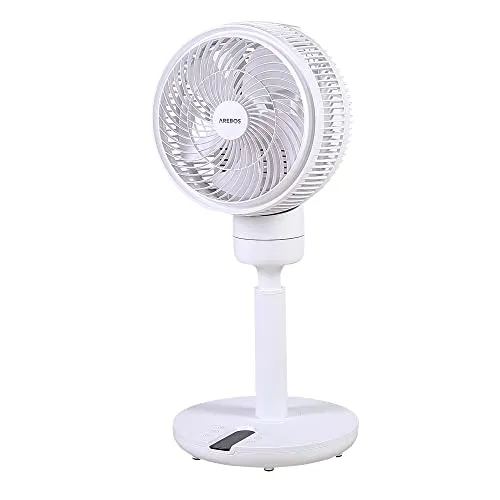 Arebos Bodenventilator 55W mit 3D Oszillation und Infrarot-Fernbedienung - Ventilator für Räume bis 15 m², leise mit 5 Blättern für starken Luftstrom, ideal für Sommer und Winter, inklusive Timer und flexibler Nutzung durch rutschfesten Standfuß.