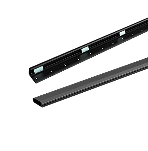 Conecto 1,00 m Aluminium Kabelk zum Kleben oder Schrauben mit 3 x 30 cm 3M Klebeband, Schwarz