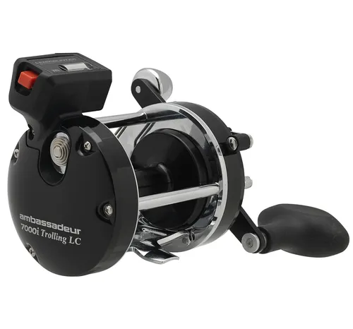 Abu Garcia Ambassadeur 7000i Linecounter - Hochwertige Trollingrolle für Salzwasser - Angelrolle für Salzwasserangeln mit 9kg max. Widerstand, ideal für Heilbutt und Lachs. Robuste Bauweise und präziser Schnureinzug von 65 cm pro Umdrehung.