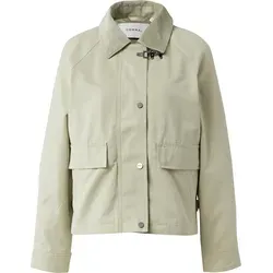 Comma Outdoor-Jacke GREEN 34 - Grün - 34 - Stylische kurze Baumwolljacke mit Kord-Kragen, ideal für frische Tage und vielseitige Outfits.