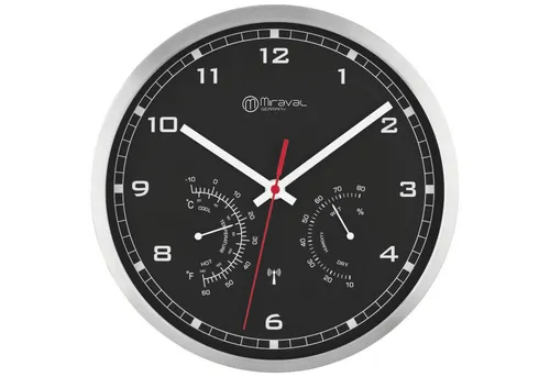 Miraval Funkwanduhr Funkwanduhr Thermometer Metallrahmen in weiß von Miraval