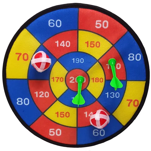 Dartscheibe 29cm mit Klettband Dart Spiel Klett Scheibe je 2 Bälle und 2 Pfeile
