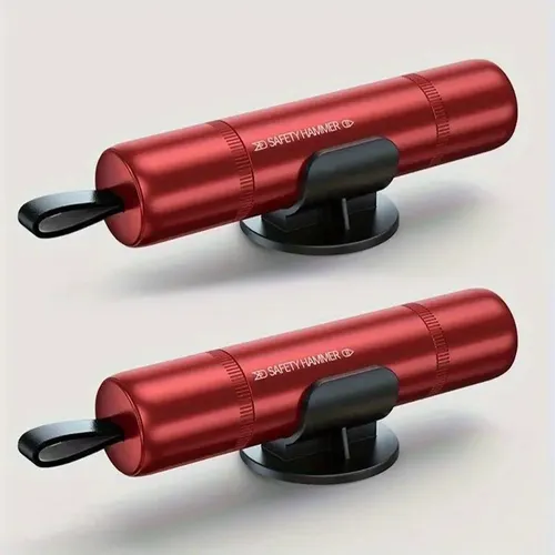 2x Auto Sicherheitshammer 2025 – Notfall Fensterbrecher &Gurtschneider, rot