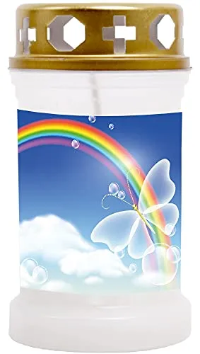 HS Candle Grabkerze Grablicht (Schmetterling Blau)