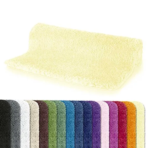 Spirella Badteppich Badematte Duschvorleger Mikrofaser Hochflor | flauschig | rutschhemmend | geeignet für Fußbodenheizung | 70x120 cm | Gelb