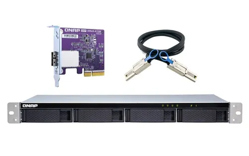 Qnap TL-R400S 4 Bay Rackmount JBOD Speichergehäuse - Hochleistung, kurze Tiefe und schnelle Datenübertragung mit SFF-8088 Kabel