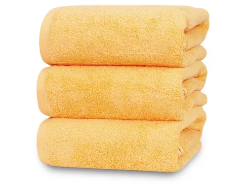 ZOLLNER Duschtücher Set, 3er Walkfrottier, 70 x 140 cm in gelb von Zollner
