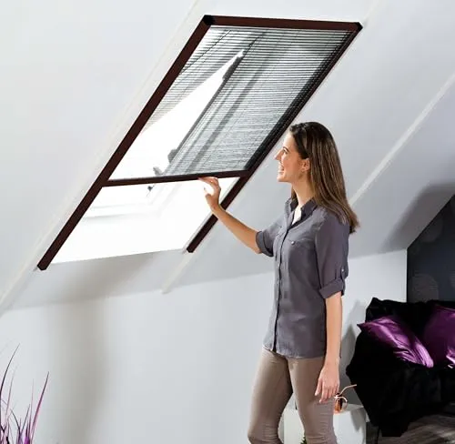 Insektenschutz Dachfenster Plissee 80x160cm braun