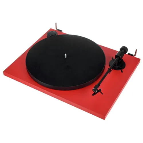 Pro-Ject Primary E Phono red - Plattenspieler mit integrierter Phono-Vorstufe für einfaches Plug & Play; hochwertiger Klang dank Ortofon OM NN Tonabnehmer und vibrationsabsorbierenden Füßen.
