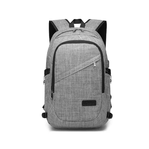 KONO Travel Laptop Rucksäcke College-Rucksack für die Schule Anti-Diebstahl 15,6-Zoll-Laptop-Rucksack mit USB-Ladeanschluss Lightweight Laptop Computer Business Arbeitstasche (Grau)