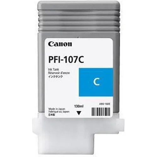 Canon PFI-107 C Tinte cyan - Tinte für Canon Drucker, ideal für brillante Farbdrucke mit hoher Farbgenauigkeit, kompatibel mit Canon imagePROGRAF 680/685/780/785.