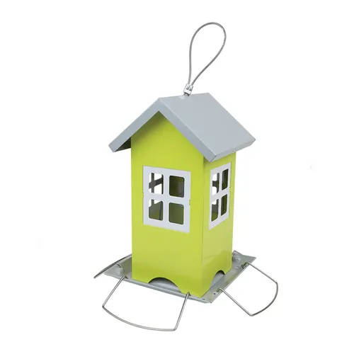 Vogelfutterhaus Vogelfutterhäuschen Vogelhäuschen Standfuß Grün 20.5cm