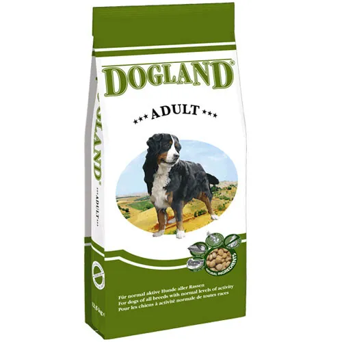 Dogland Adult Hundefutter 15 kg - Hochwertiges Trockenfutter für ausgewachsene Hunde, hergestellt in Deutschland, sorgt für gesunde Ernährung und vitales Leben.