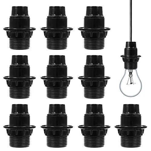 E14 Lampenfassung, 10 Stück Bakelit Lampensockel, 250V Socket Adapter für Tischlampe, Stehlampe, Kronleuchter (Schwarz)