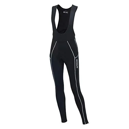 Airtracks Herren Winter Thermo Fahrradhose Lang mit Trägern Pro Trägerhose Fahrrad Hose Radhose Radlerhose Gepolstert Warm - schwarz-Silber - L