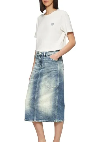s.Oliver Midi-Jeansrock mit Schlitz blau 38 - Röcke für Damen, klassischer Midi-Jeansrock mit Schlitz für optimale Bewegungsfreiheit und lässigem Design – ideal für jeden Anlass.