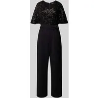 s.Oliver BLACK LABEL Taillierter Jumpsuit mit Paillettenbesatz in Black, Größe 38
