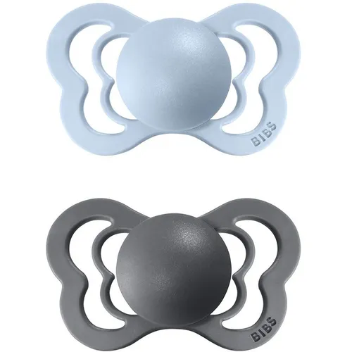BIBS Couture Natural Rubber Size 1: 0+ months Schnuller Iron / Baby Blue 2 St.