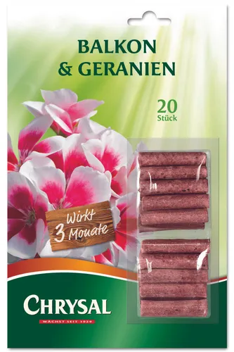 CHRYSAL Düngestäbchen Balkon & Geranien, 20 Stäbchen